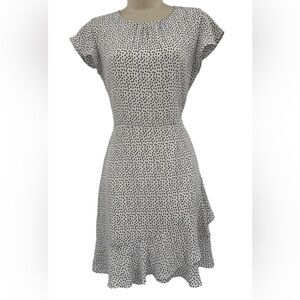 Banana Republic White and Black Polka Dot Midi Dress